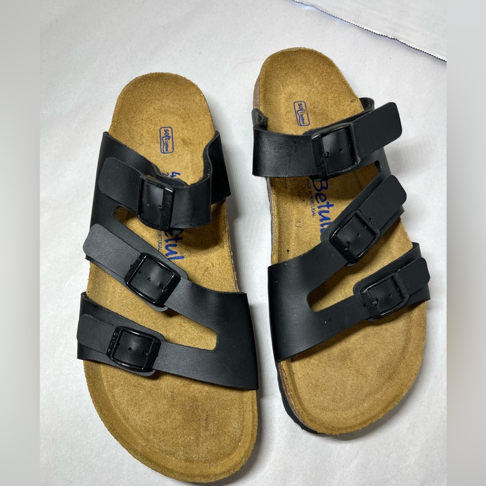 Birkenstock Black and Tan Sandals with Adjustable Straps